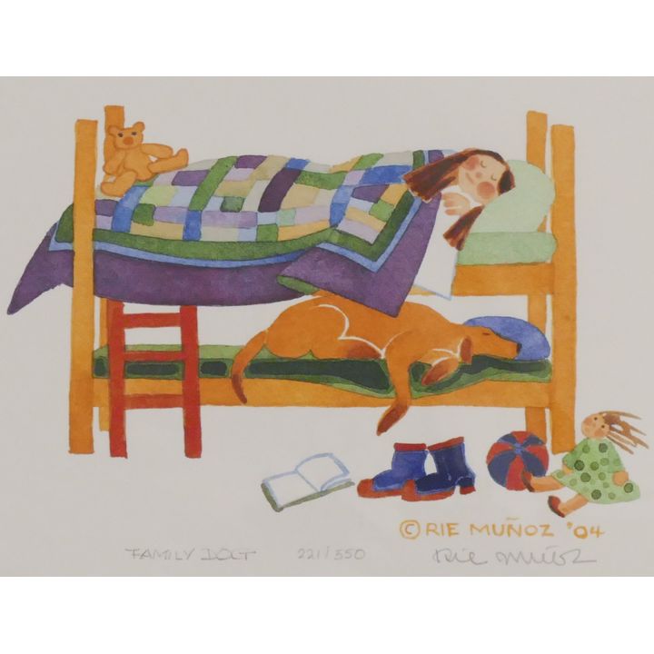Rie Munoz ''Family Dog'' 2004 Signed Print 9.25'' x 10.5'' Sheet.