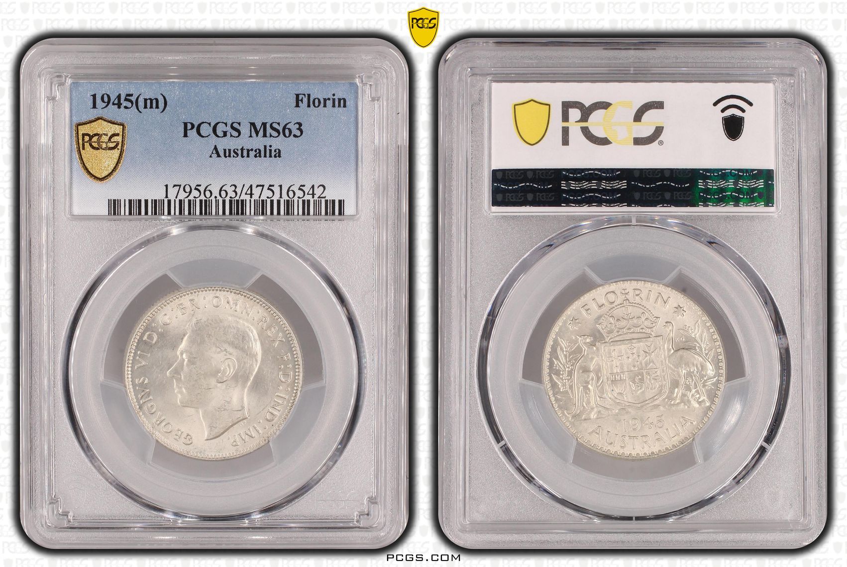 Florin, 1945(m), PCGS MS 63