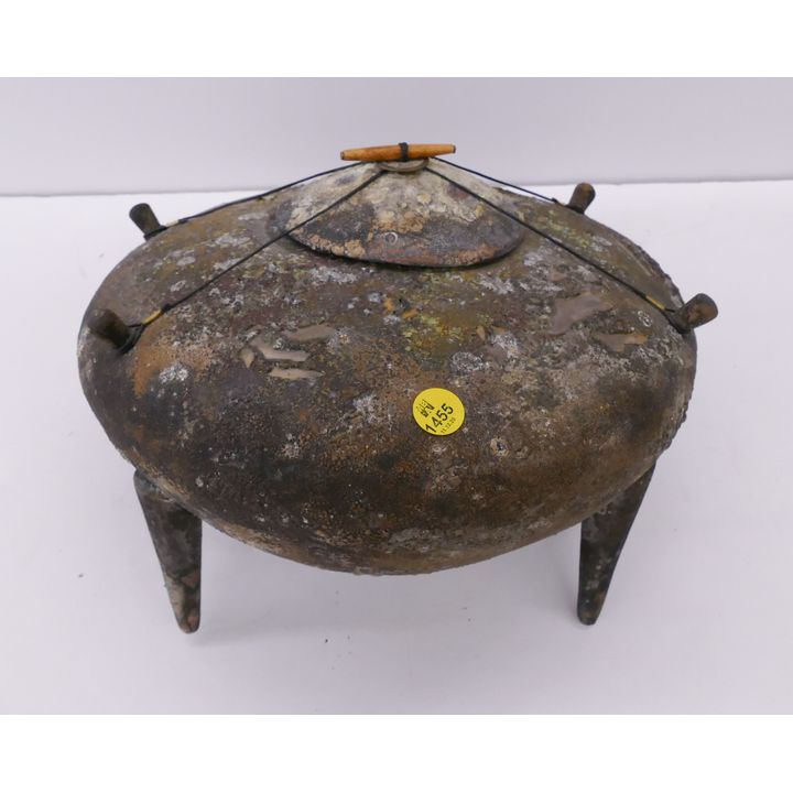 Raku Pottery Tripod Vessel AS IS- 10''