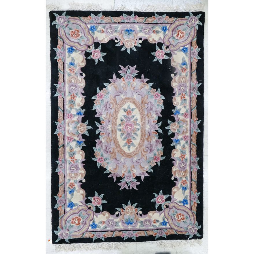 Chinese Sculptured Floral Medallion Rug 5'5''x8'4''