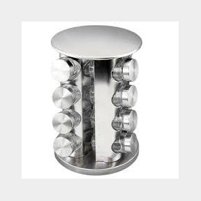 Frosted - 16 Jar Rotating Stainless Steel Spice Rack - 17 Piece Rotating Stainless Steel Spice Rack -51732/2270 B3 (S1)