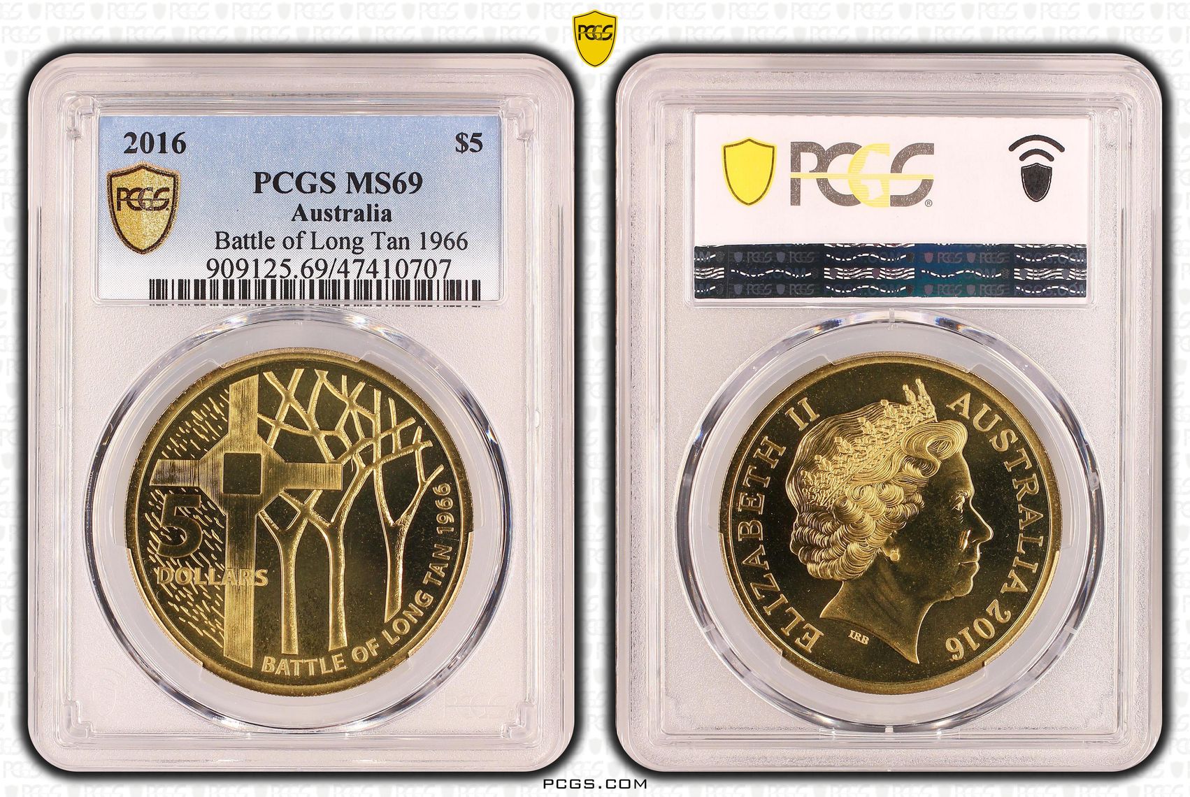Elizabeth II, Battle of Long Tan 1966, Five Dollar, 2016, PCGS MS69