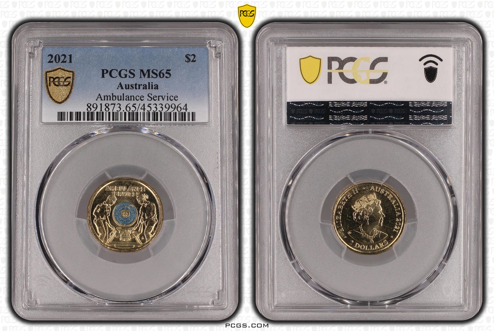 Elizabeth II, Ambulance Service, Two Dollar, 2021, PCGS MS65