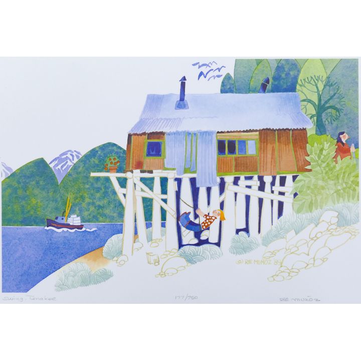 Rie Munoz ''Swing, Tenakee'' 1989 Signed Print