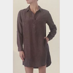 Como Vintage Women's Mini Shirt Dress with Sleeves, Black Denim, Medium