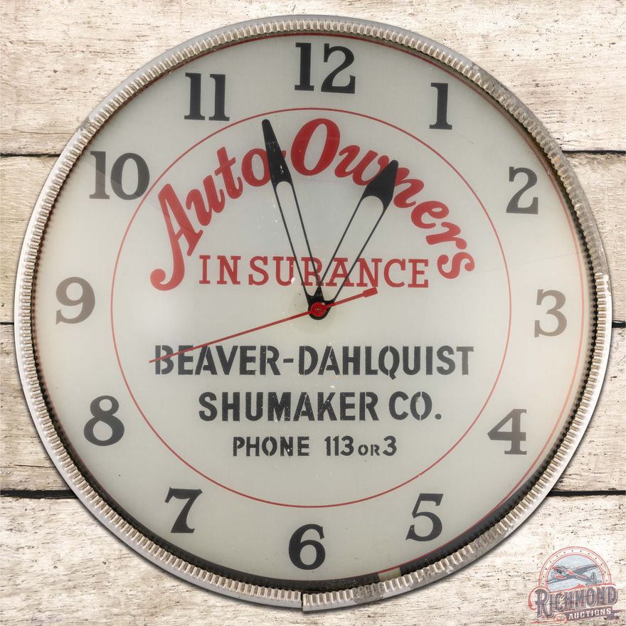 Auto Owners Insurance 18.5" Lighted Advertising Clock