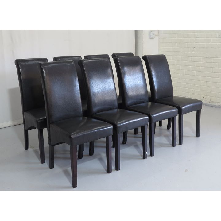 SET OF 8 LEATHER UPHOLSTERED DINING CHAIRS