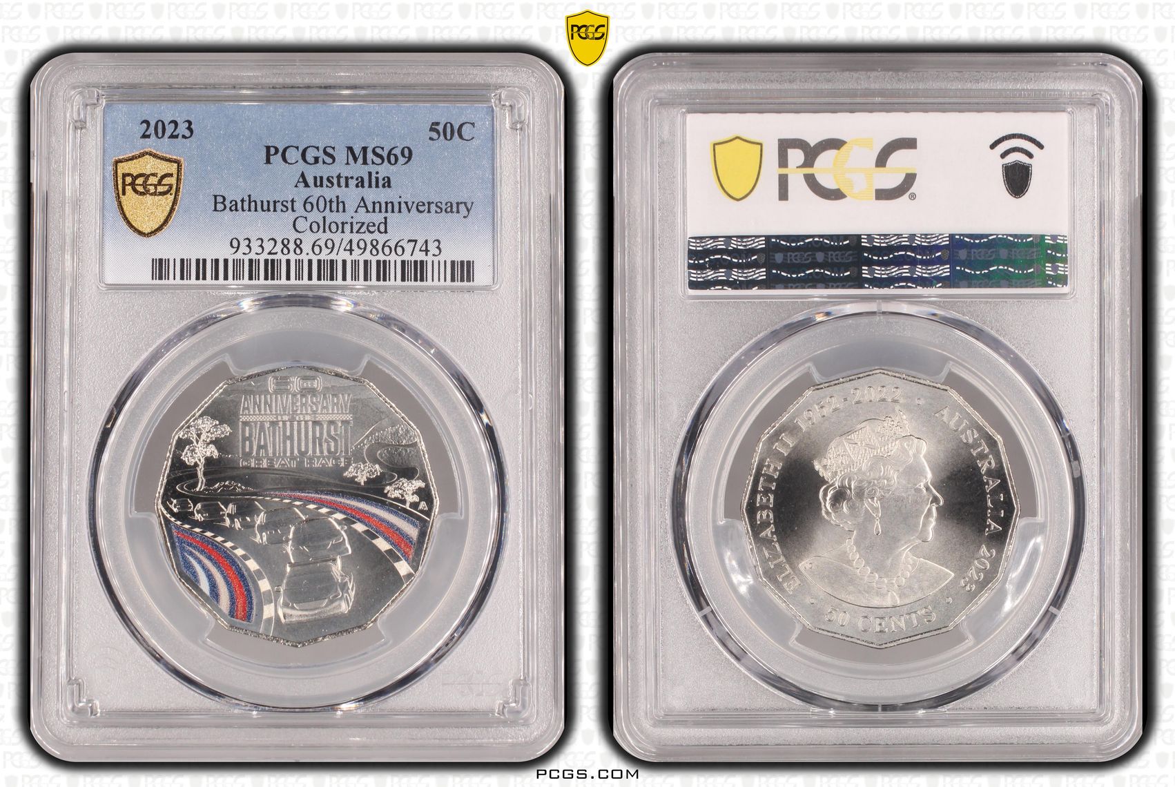 Bathurst 60th Anniversary Colorized , Fifty Cent, 2023, PCGS MS69