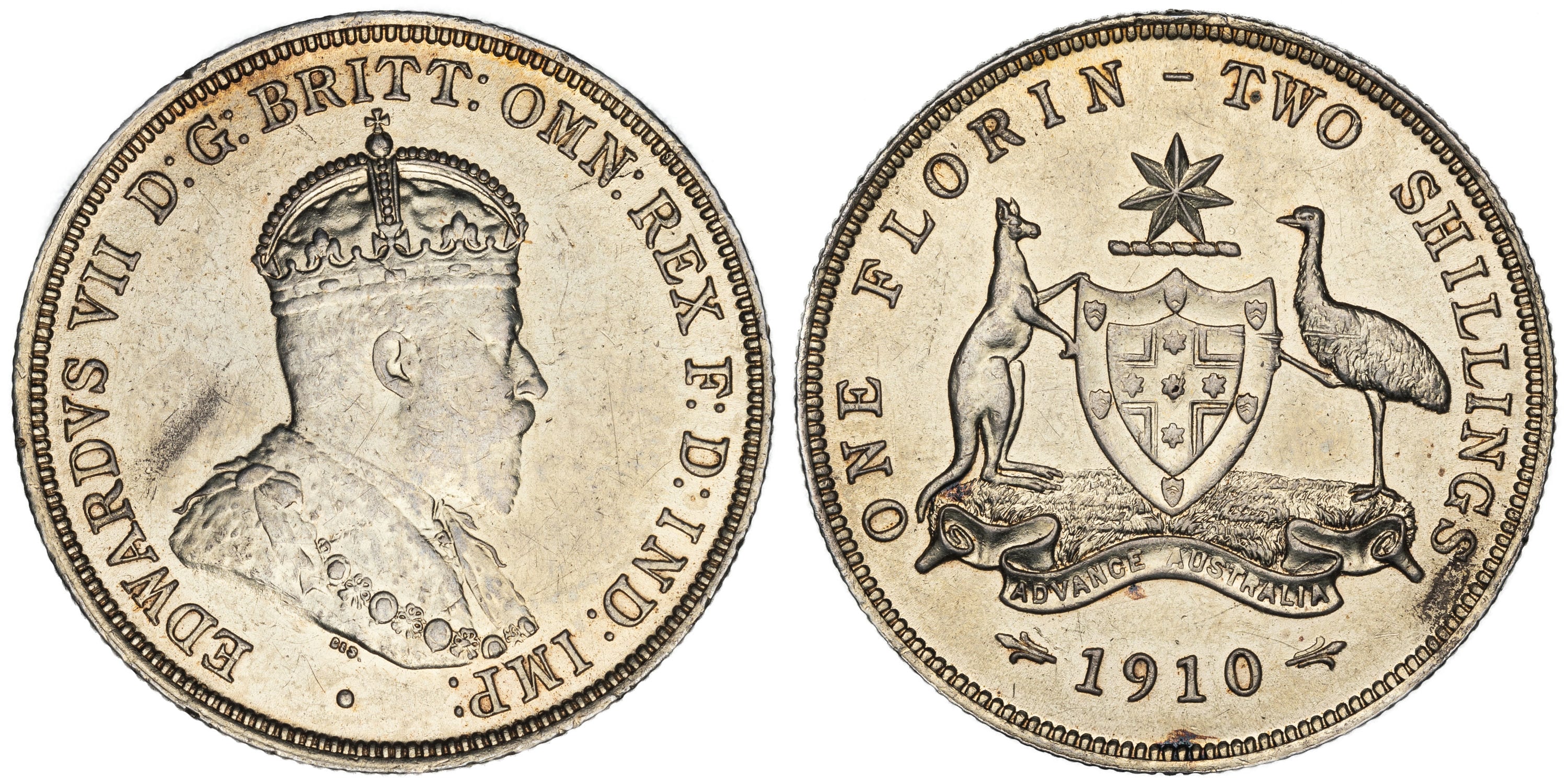 Edward VII, Florin, 1910, aEF