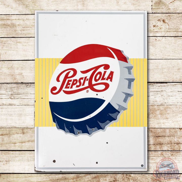 5' Pepsi Cola w/ Bottle Cap Porcelain Sign