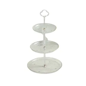 3 Tier Sturdy Acrylic Cupcake Stand with Gold Lining | BOTTOM NUT MISSING