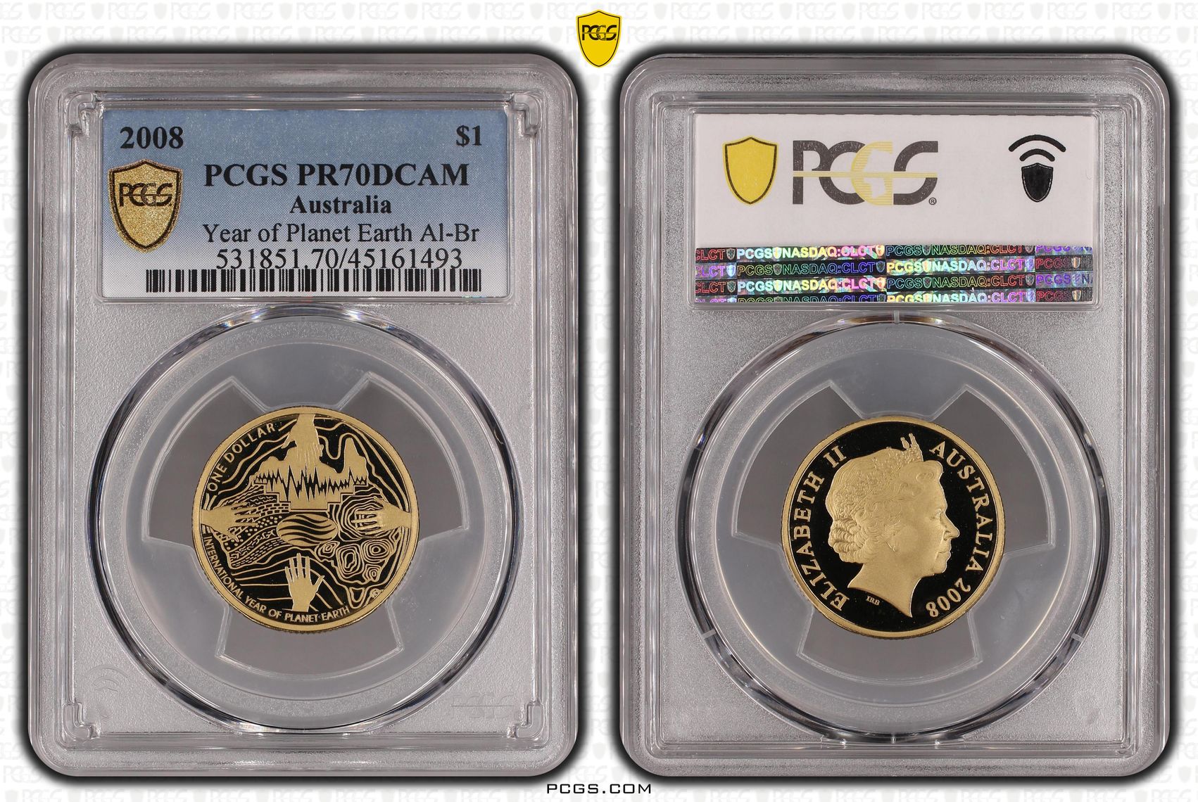 Year of Planet Earth Al-Br POP 20/0, One Dollar, 2008, PCGS PR70DCAM