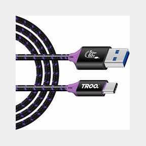 TROO Certified Fast Charge PD 60W Type-C Braided Cable - Android Auto Ready - Black Purple - 51745/3261 SN B1 (S5)