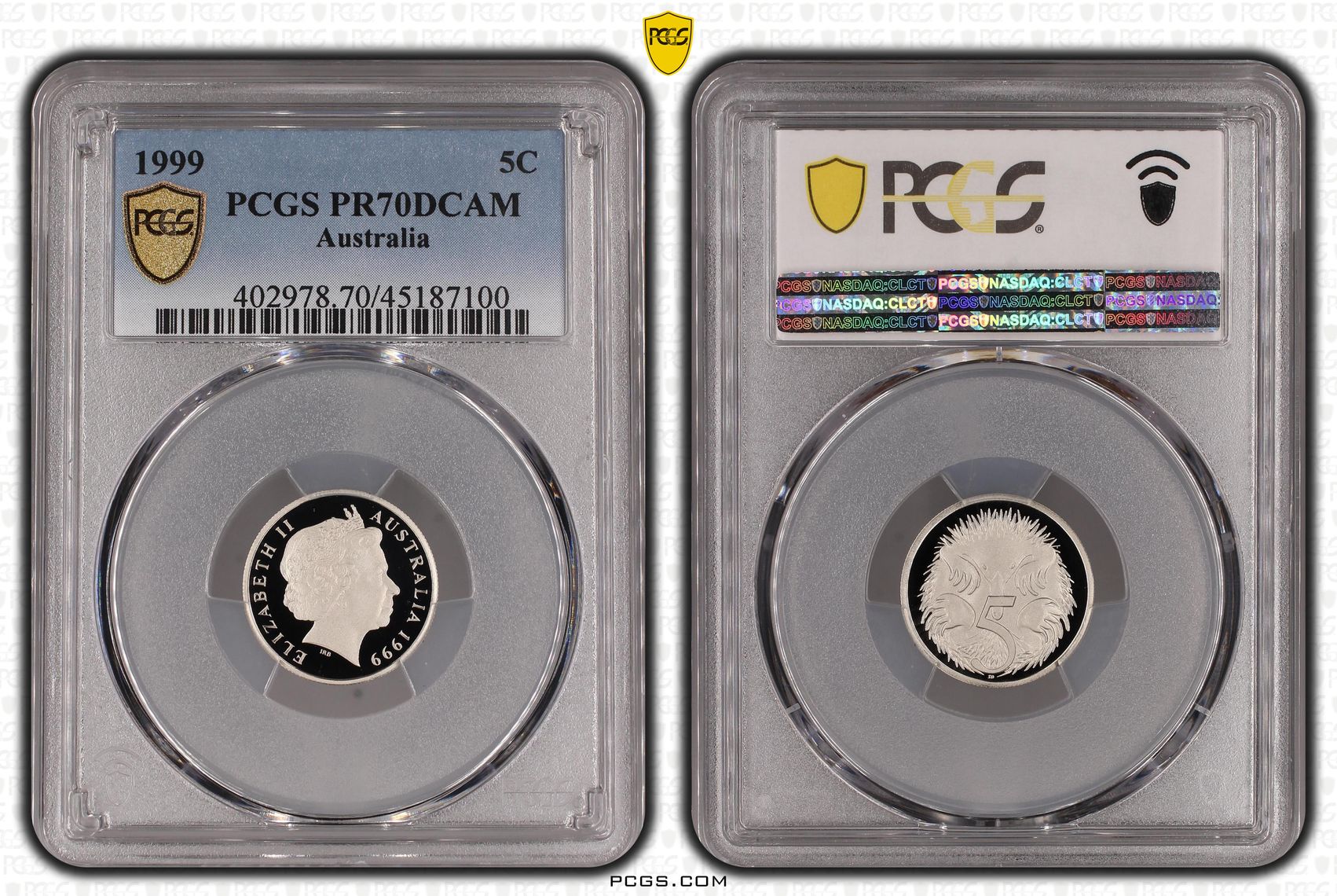 Elizabeth II, Five Cent, 1999, PCGS PR 70DCAM