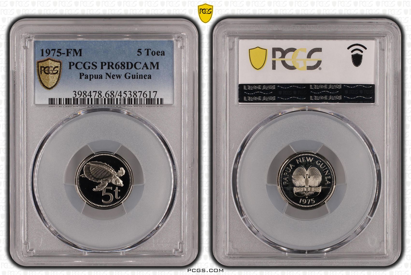 Papua New Guinea, KM-3, Five Toea, 1975-FM, PCGS PR68DCAM
