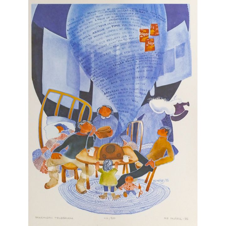 Rie Munoz ''Ptarmigan Telegraph'' 1975 Signed Print 20'' x 15.25'' Sheet.