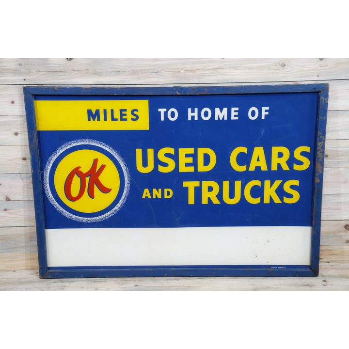 Chevrolet Miles To Home Of Used Cars & Truck Single Sided Tin Wood Framed Metal Sign TAC 8