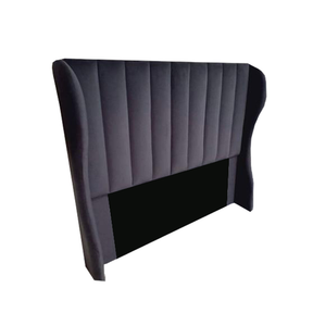 Loral Velvet Curved Wings Panel Headboard Dark Grey Queen|