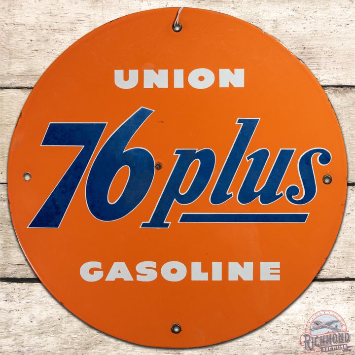 11.5" Union 76 Plus Gasoline SSP Pump Plate Sign - 8