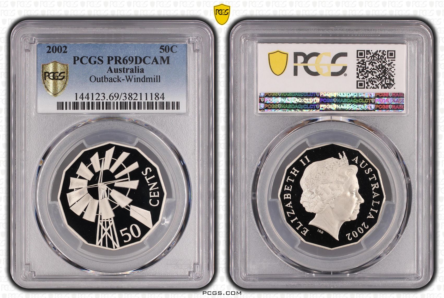 2002 Australian Fifty Cent, 50c Proof Outback-Windmill PCGS - PR69DCAM -184