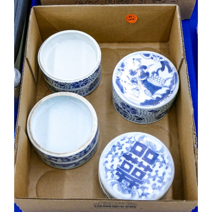 Box 2pc Old Chinese B&W Stacking Boxes