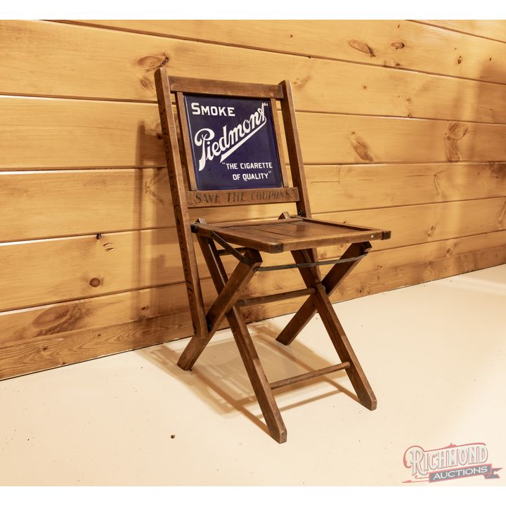 Outstanding Piedmont Tobacco Chair w/ Single Sided Porcelain Sign