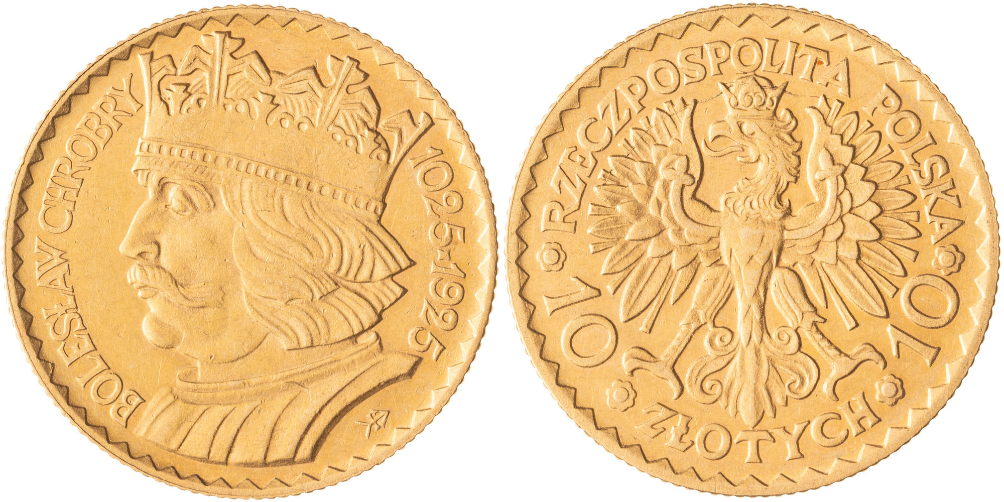 Poland, Boleslaus I the Brave, Ten Zlotych, 1925, gEF