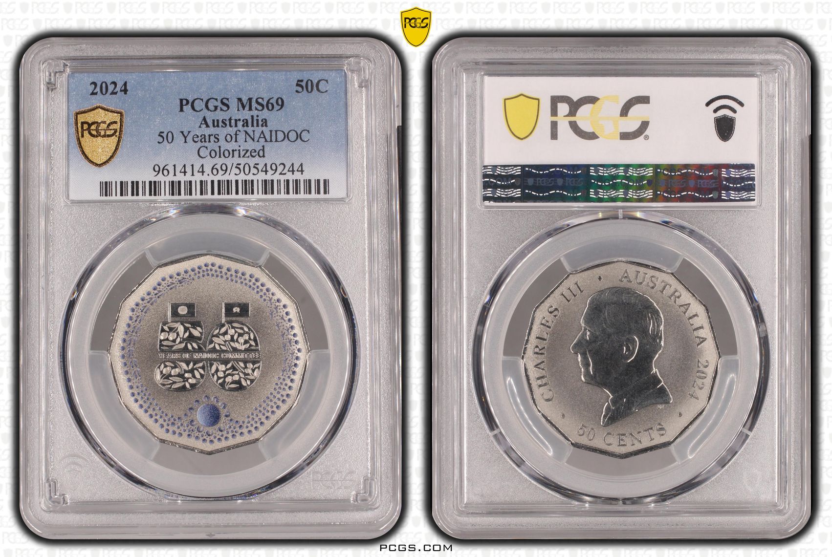50 Years of NAIDOC - Colorized, Fifty Cent, 2024, PCGS MS69
