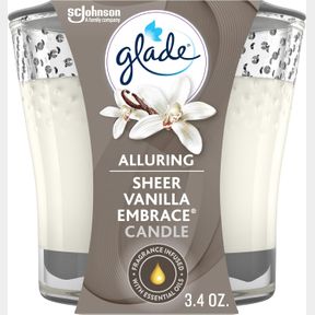 GLADE CANDLE JAR, AIR FRESHENER, SHEER VANILLA EMBRACE, 3.4 OZ