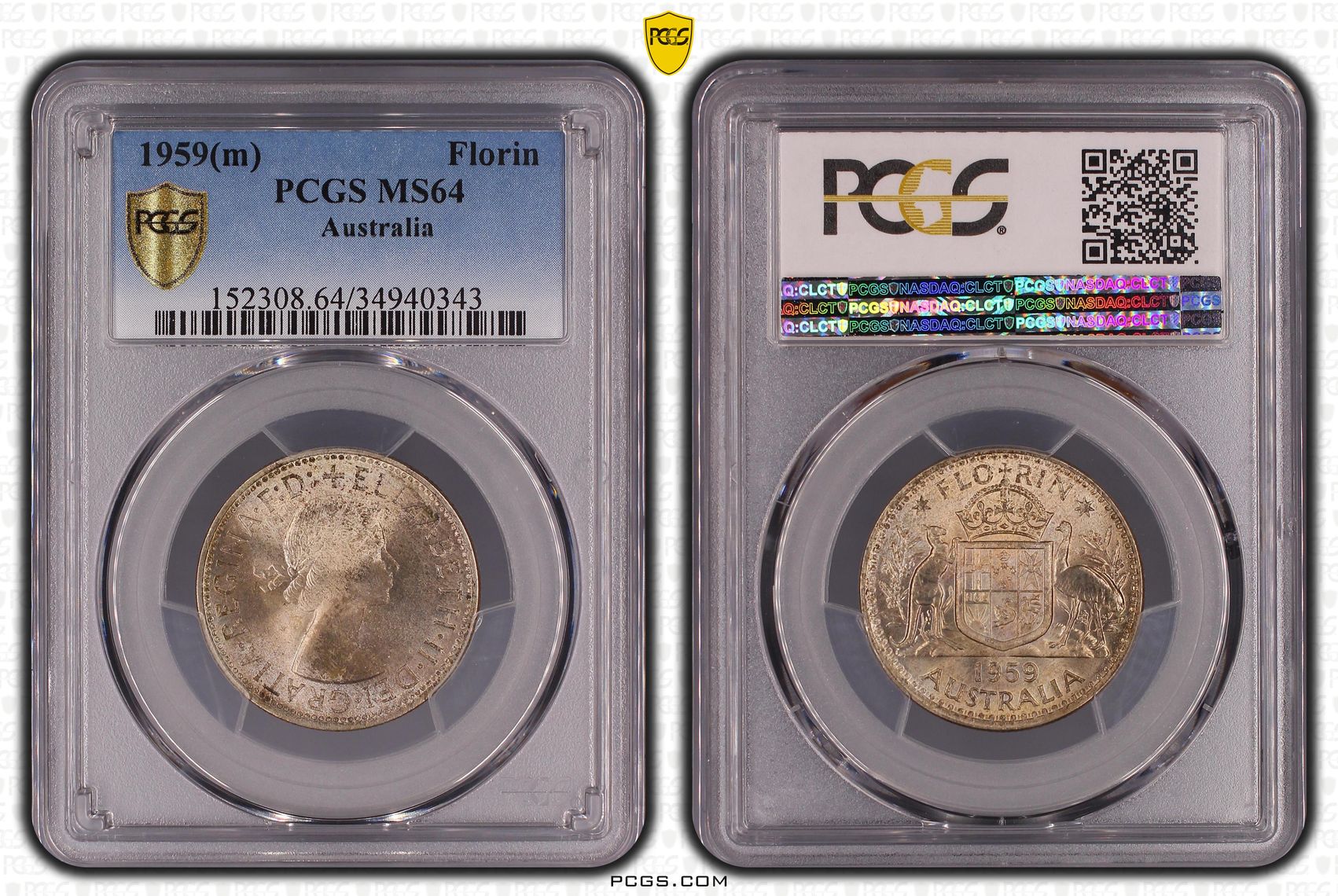 1959(m) Australia Florin Silver PCGS - MS64 -343