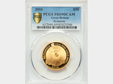 2016 ELIZABETH II BRITANNIA GOLD 1/2oz PROOF 50 POUND COIN PR69 DCAM