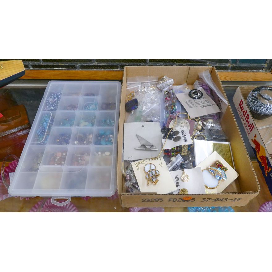 Box and Tote of Designer Costume Jewelry