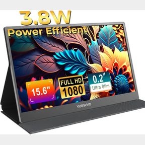 15.6" 1080P TRAVEL MONITOR FOR LAPTOP ALUMINUM ALLOY/3.8W ENERGY-EFFICIENT/0.2 SLIM PORTABLE MONITOR IPS DISPLAY & SMART COVER, EX