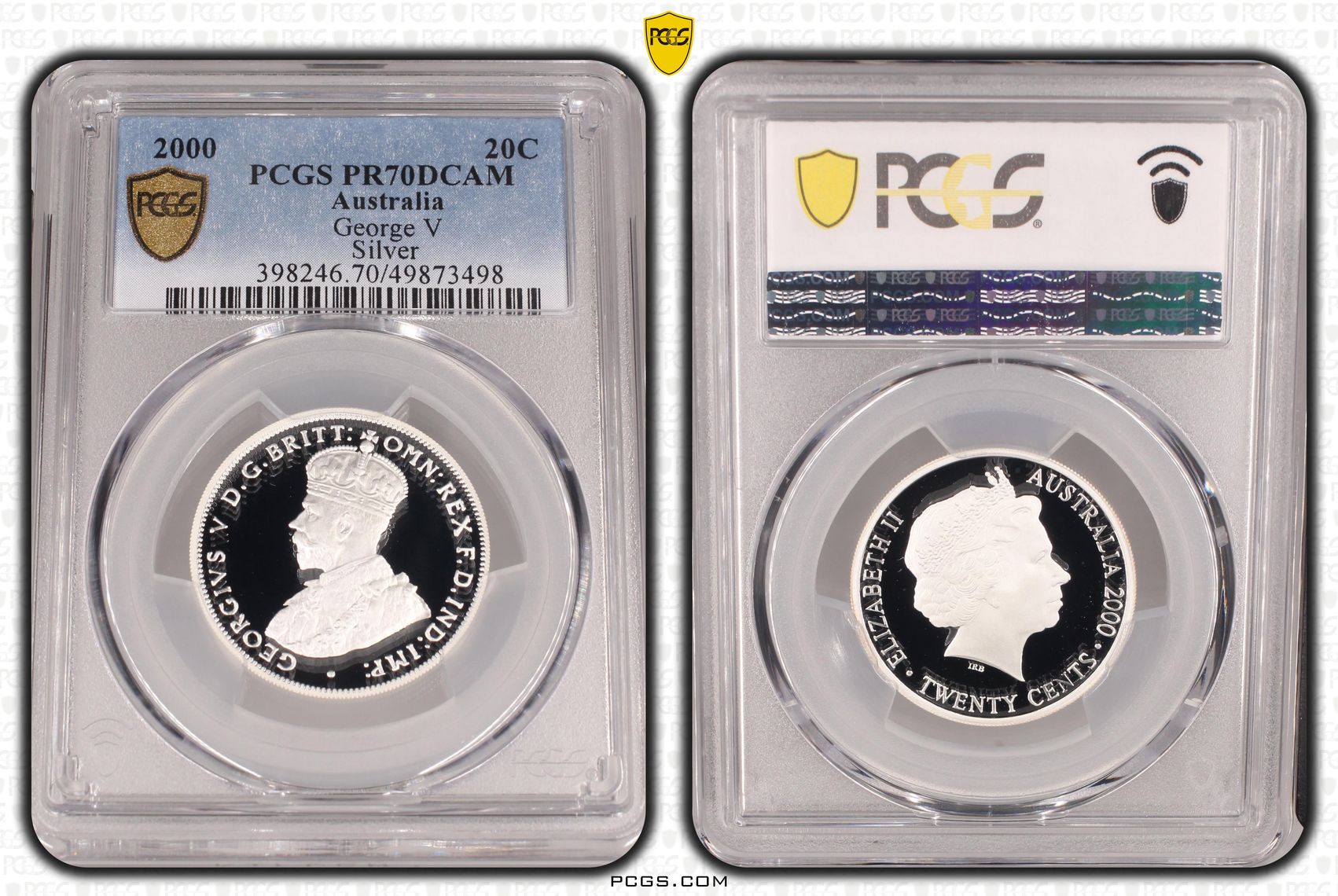George V Silver, Twenty Cent, 2000, PCGS PR70DCAM