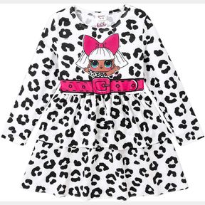 L.O.L. SURPRISE! GIRLS TIERED DRESS FIGURE PRINT LAYERED LONG SLEEVES CASUAL DRESS FLOWY DRESS SIZE 6-12