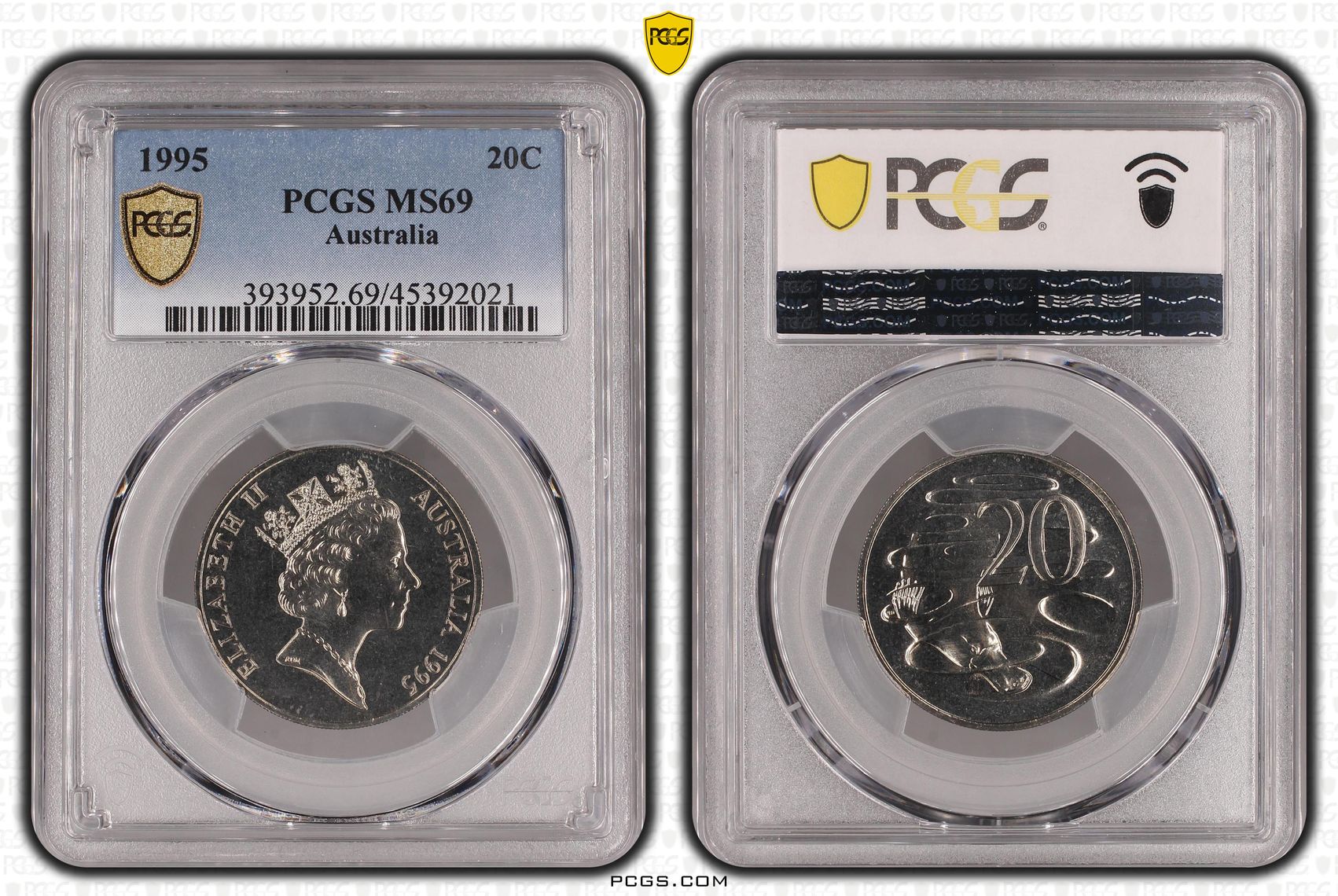 POP 18/0, Twenty Cent, 1995, PCGS MS69