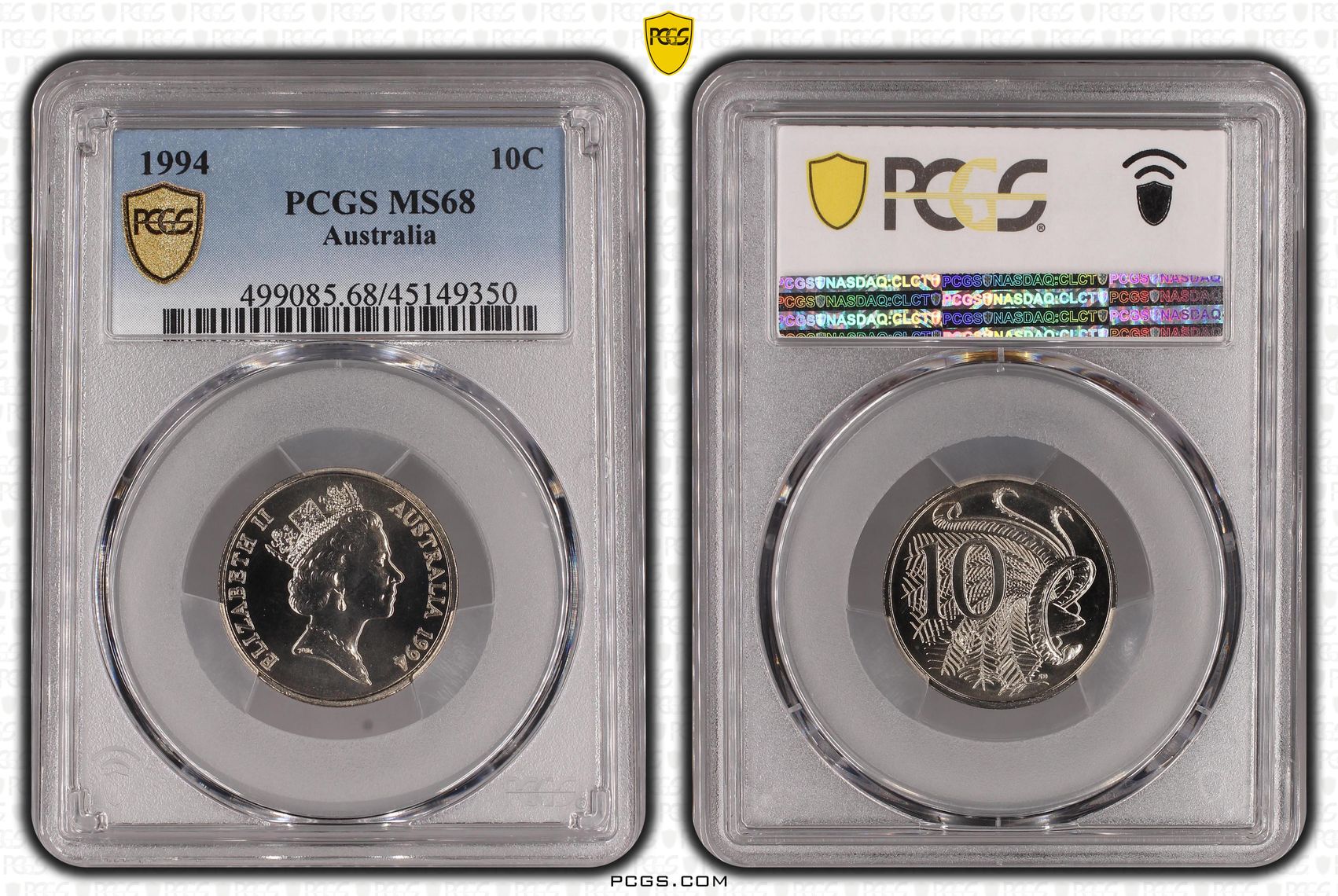 1994 Australia Ten Cent, 10c PCGS - MS68 -350