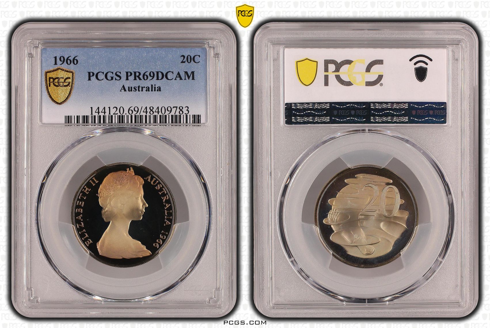 Elizabeth II, Twenty Cent, 1966, PCGS PR69DCAM