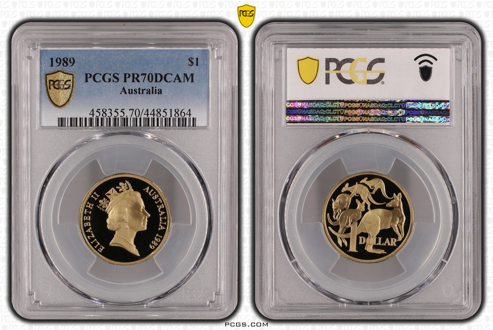 1989 Australia One Dollar, $1 Proof PCGS - PR70DCAM POP 34/0 -864