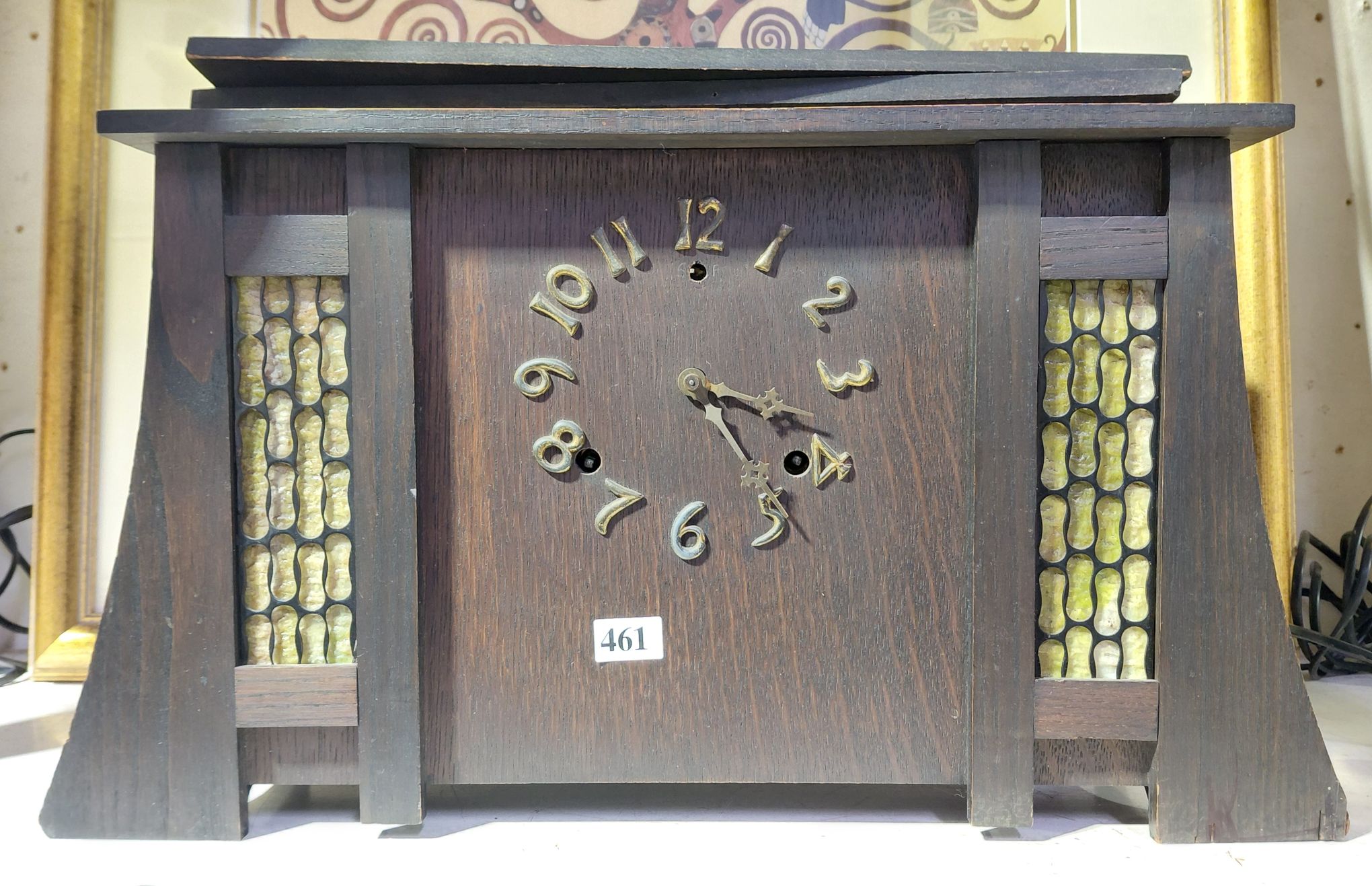 Oak Arts And Crafts Mantle Clock
