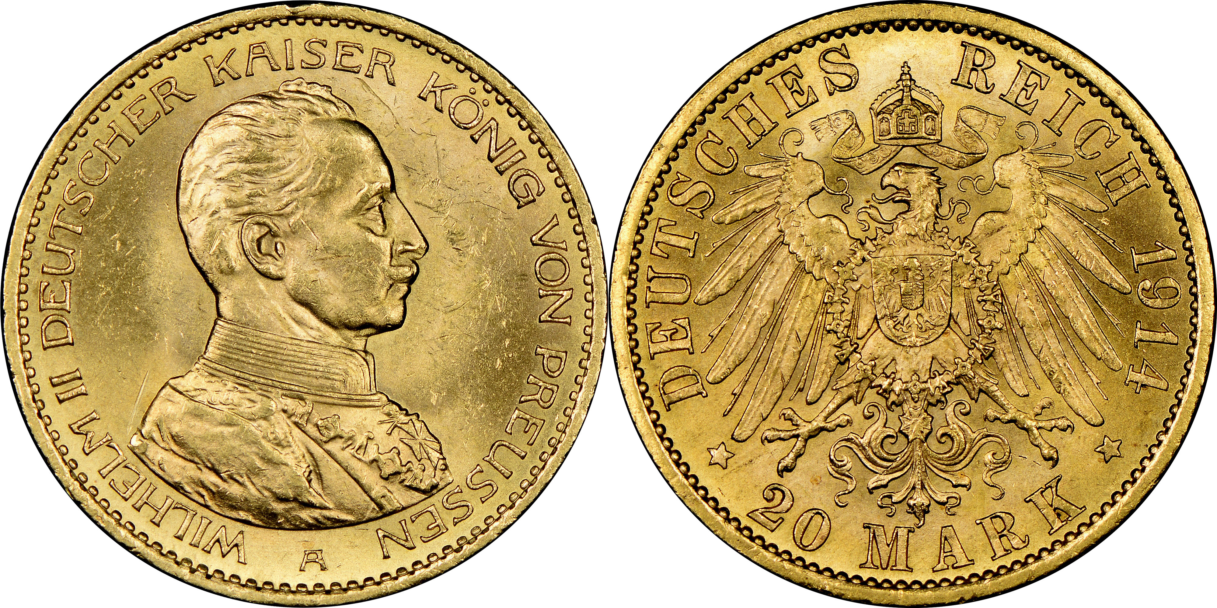 108 · German States, Friedrich Wilhelm II, Prussia, Twenty Marks, 1914-A, NGC MS63