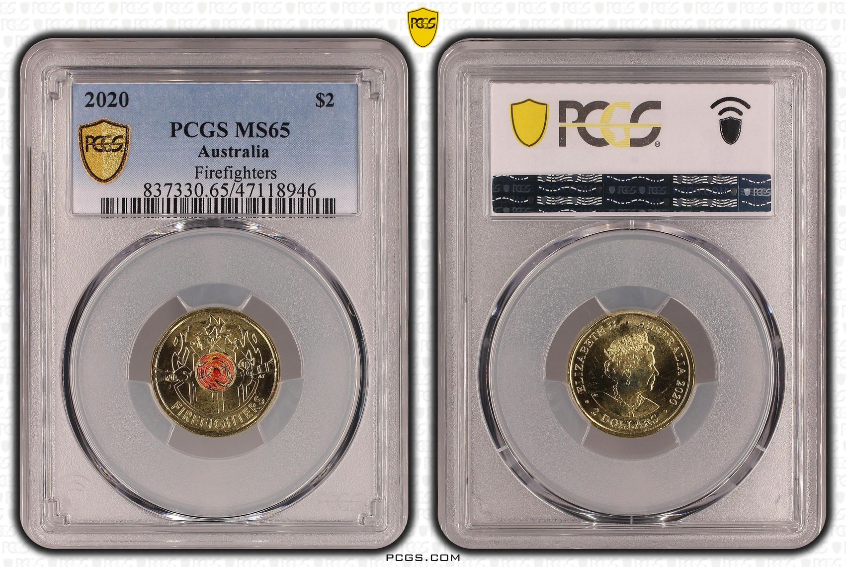 Elizabeth II, Firefighters, Two Dollar, 2020, PCGS MS65