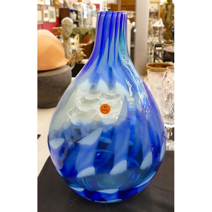 Waterford Evolution Blue Art Glass Vase 16''