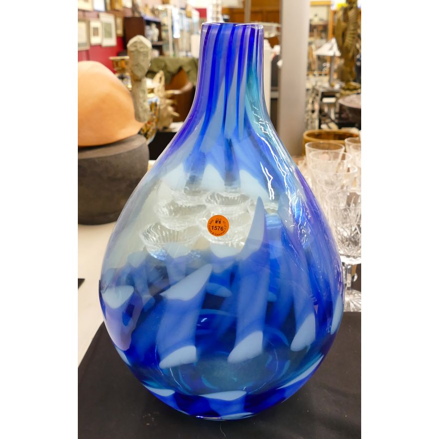 Waterford Evolution Blue Art Glass Vase 16''