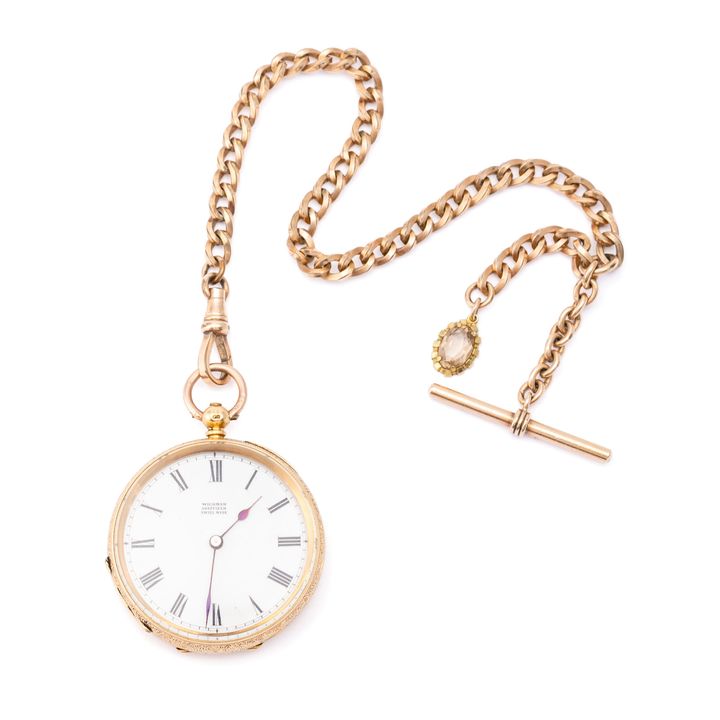 Dennison Pocket Watch & Chain 18ct Gold, Circa 1890s-1900s,