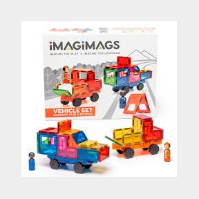 Imagimags Vehicle Set Magnetic Studded Tiles 28 Pieces |