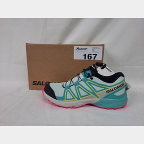 SALOMON SPEEDCROSS JUNIOR TRAIL RUNNING SHOES - BLEACHED AQUA/BLUE RADIANCE/LUNAR ROCK - JUNIOR UK JUNIOR 5 -