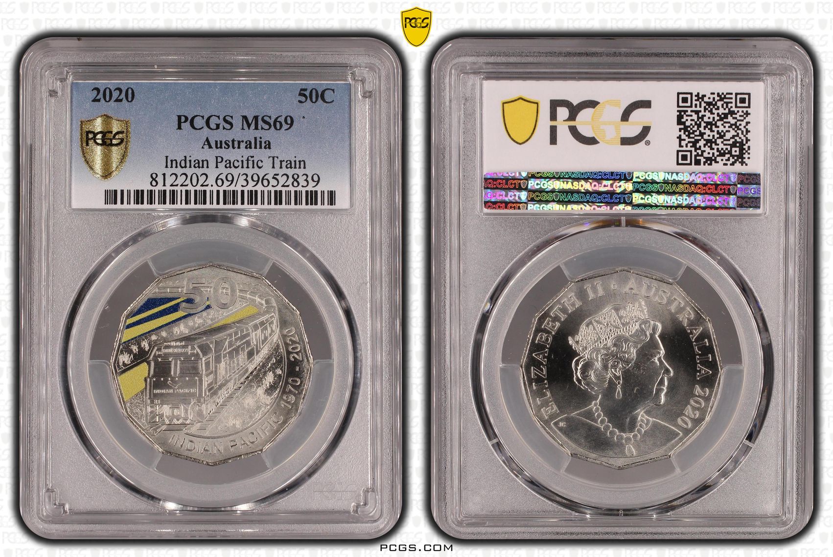 151 · Indian Pacific Train Colorized, Fifty Cent, 2020, PCGS MS69