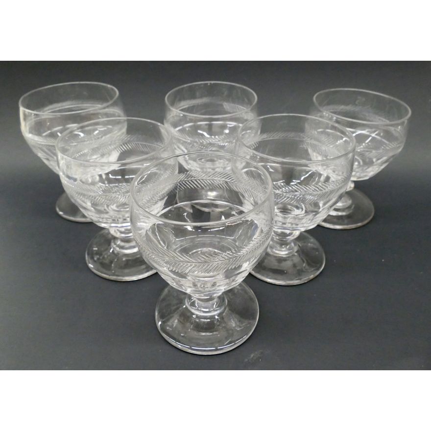 6pc Set Georgian Crystal Red Wine Glasses, c.1820