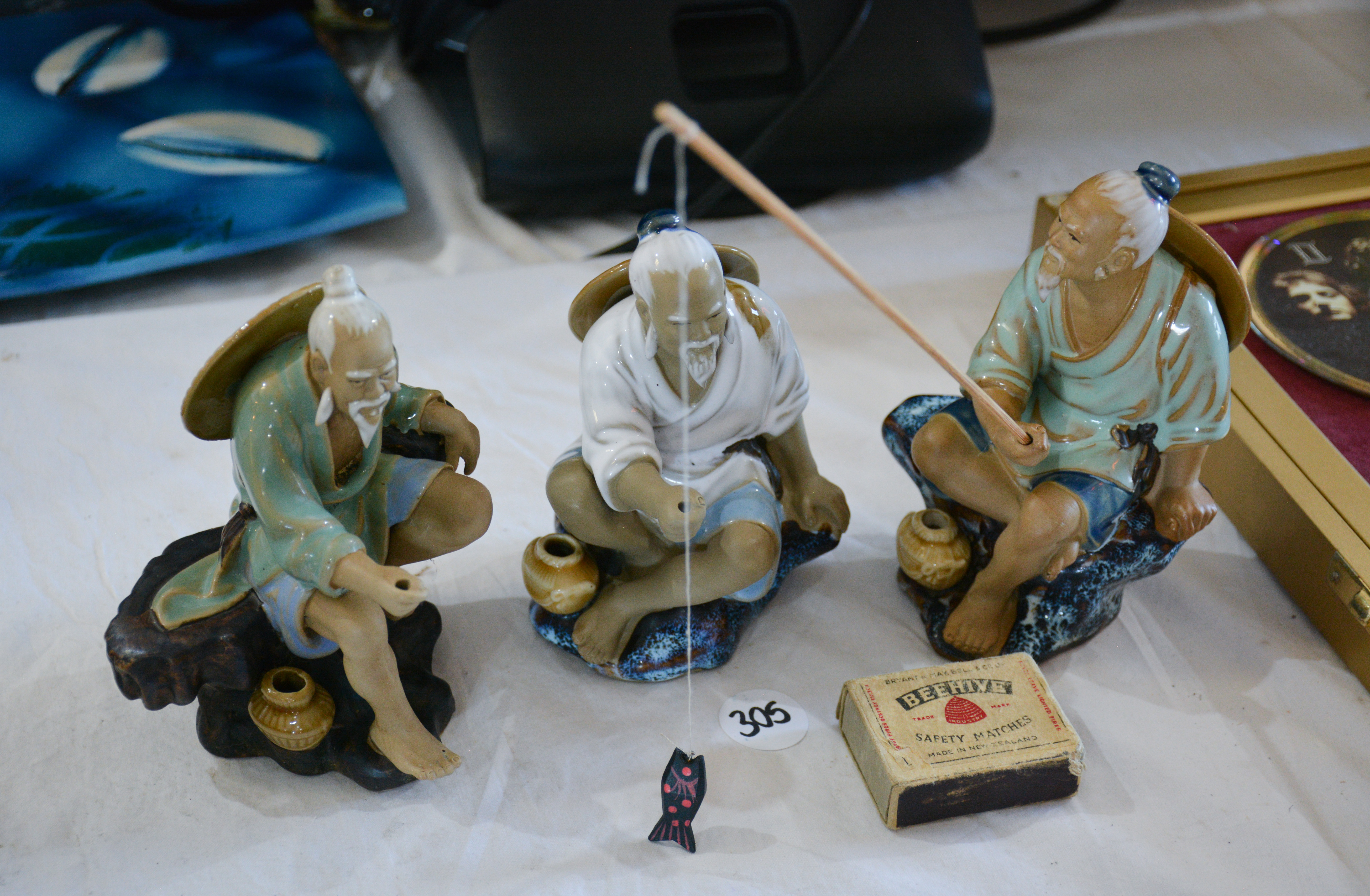 Vintage Asian Ceramic Statue Ornaments x 3 — sold at auction in New Zealand for $10